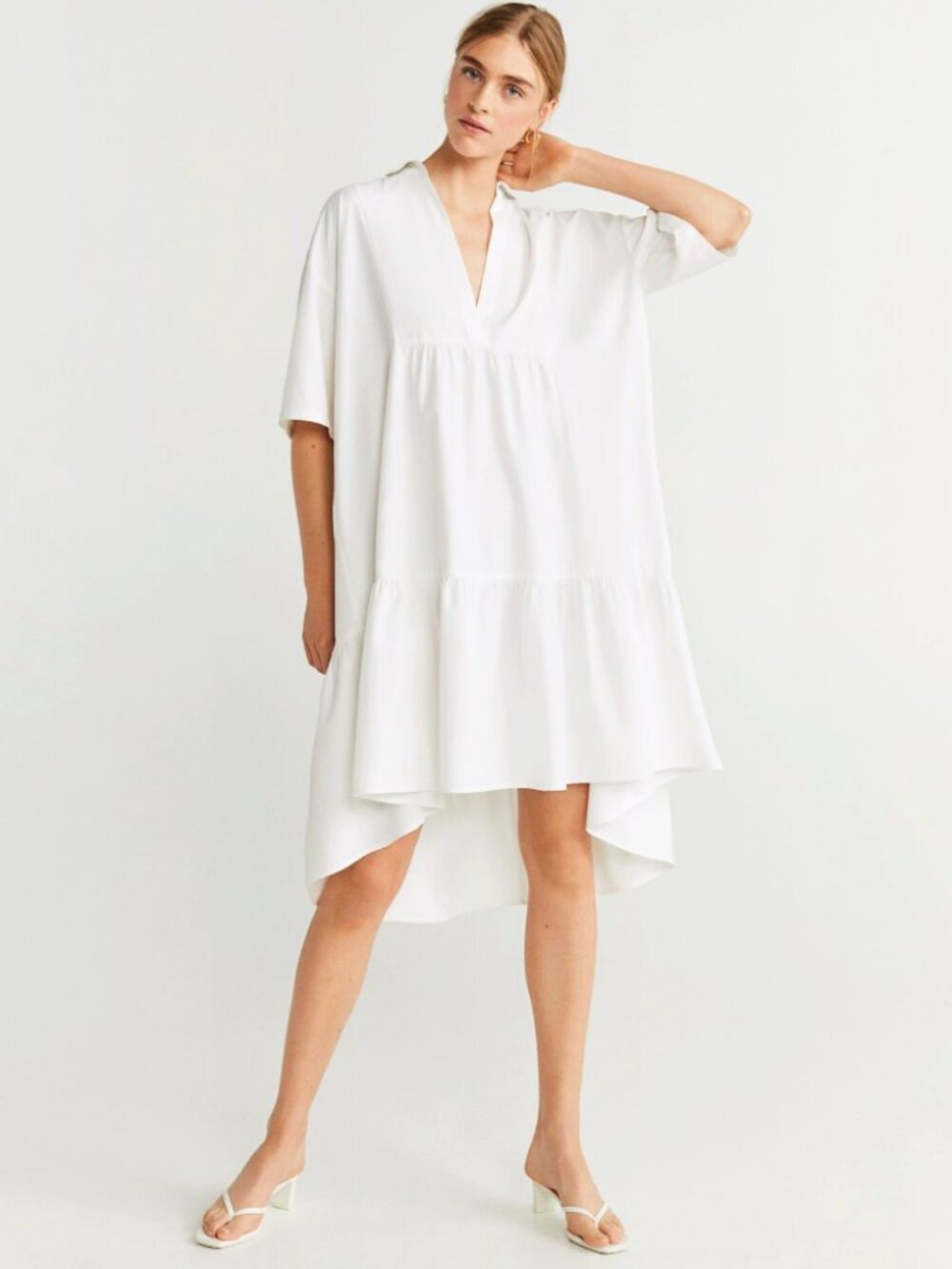 Mango Ruffled Shirt Poplin dress - Size S/M